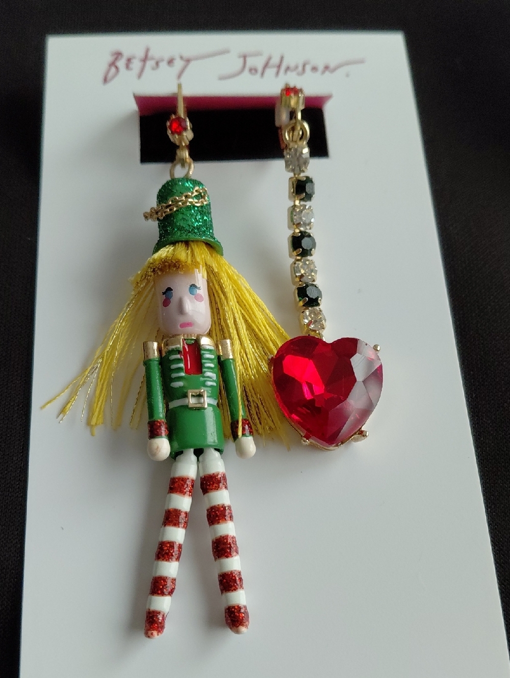 BETSEY JOHNSON NUTCRACKER MISMATCH EARRINGS - Picture 3 of 4